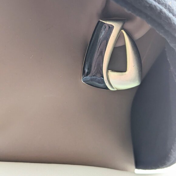 80s Enamel Triangle Stud Earrings 1.25" - Picture 2 of 5